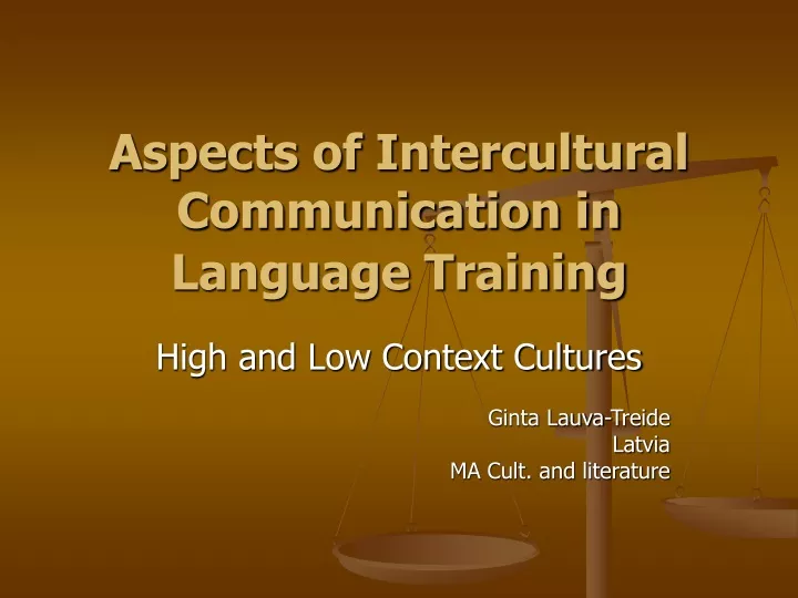 aspects of intercultural communication in language training