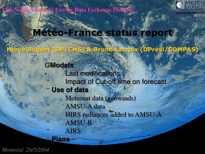 17th north america europe data exchange meeting