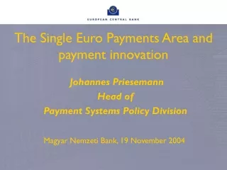 The Single Euro Payments Area and  payment innovation