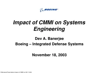 Impact of CMMI on Systems Engineering