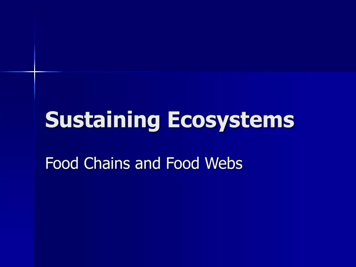 sustaining ecosystems