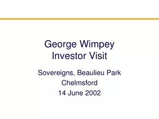 George Wimpey Investor Visit