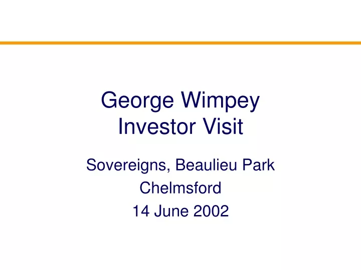 george wimpey investor visit