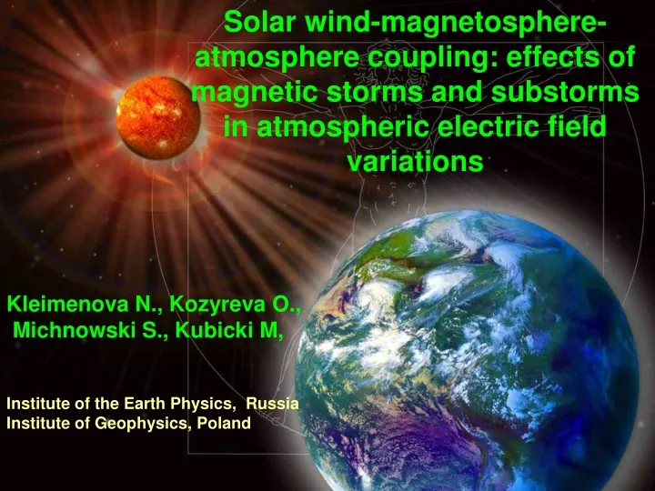solar wind magnetosphere atmosphere coupling