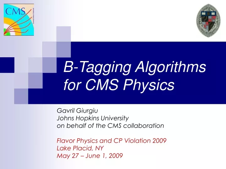 b tagging algorithms for cms physics