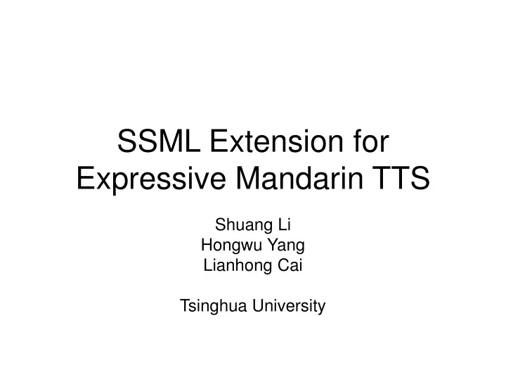 ssml extension for expressive mandarin tts