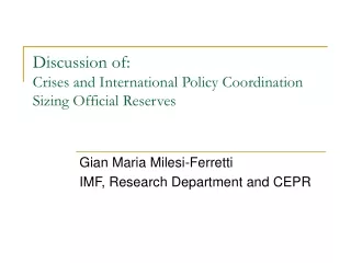 Discussion of: Crises and International Policy Coordination Sizing Official Reserves