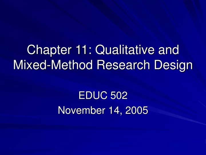chapter 11 qualitative and mixed method research design