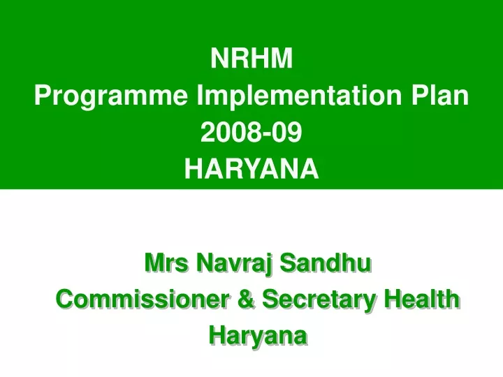 nrhm programme implementation plan 2008 09 haryana