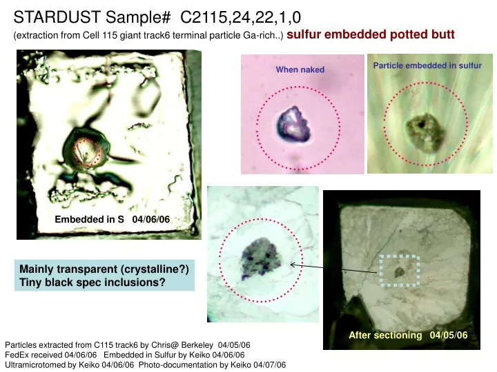 stardust sample c2115 24 22 1 0 extraction from