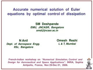 Accurate  numerical  solution  of  Euler  equations  by  optimal  control of  dissipation