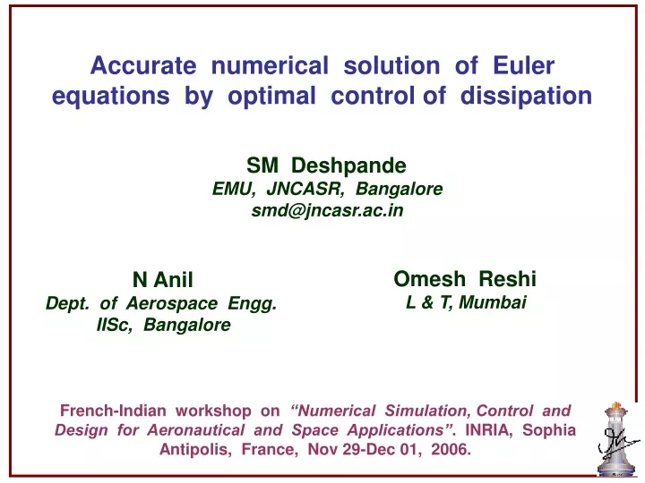 accurate numerical solution of euler equations