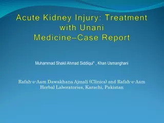 Acute Kidney Injury: Treatment with Unani  Medicine—Case Report