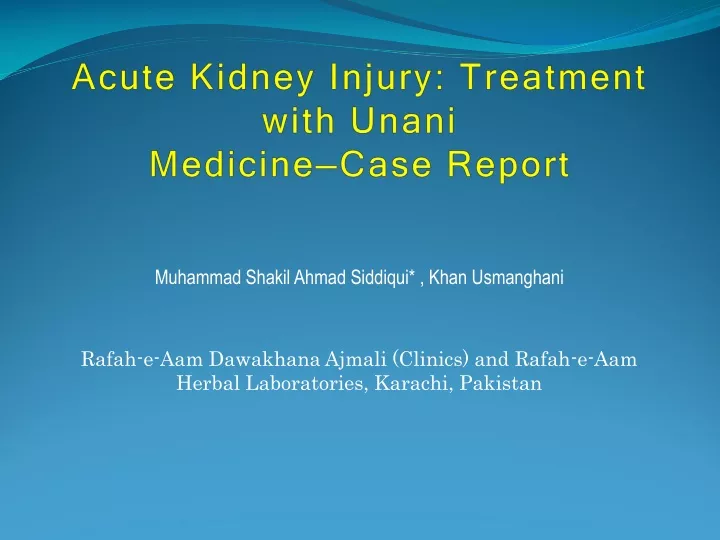 acute kidney injury treatment with unani medicine case report