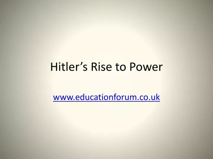 hitler s rise to power