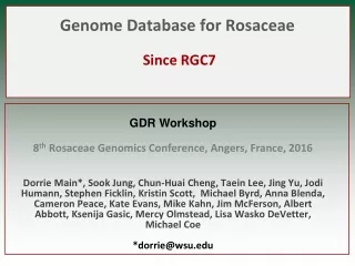 Genome Database for Rosaceae Since RGC7