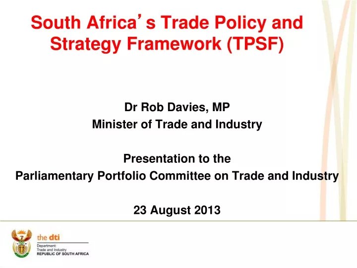 south africa s trade policy and strategy framework tpsf