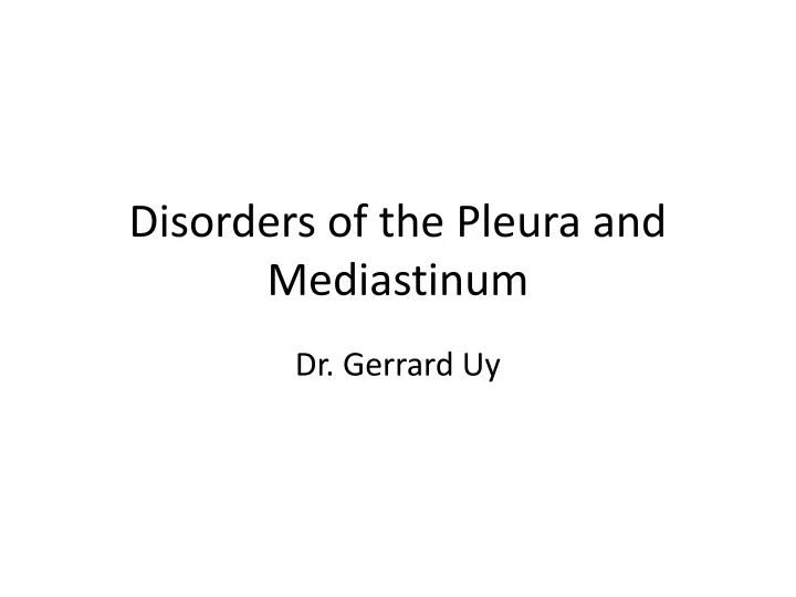 disorders of the pleura and mediastinum