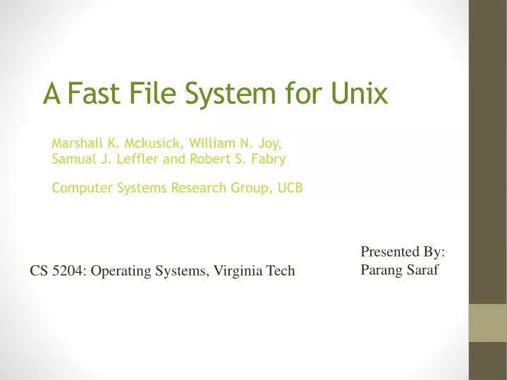 a fast file system for unix