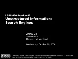 Jimmy Lin The iSchool University of Maryland Wednesday, October 29, 2008