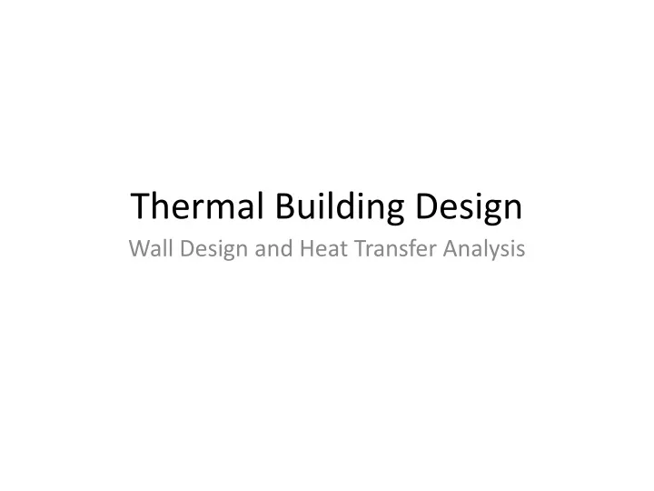 thermal building design