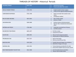 THREADS OF HISTORY --Historical  Periods