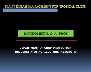 PLANT DISEASE MANAGEMENT FOR Tropical CROPS :