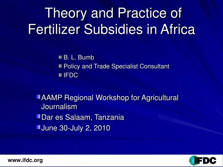 theory and practice of fertilizer subsidies in africa