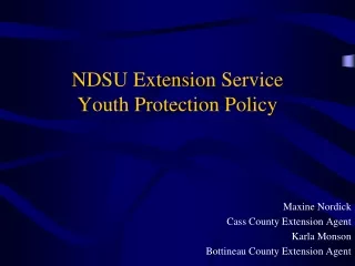 NDSU Extension Service Youth Protection Policy