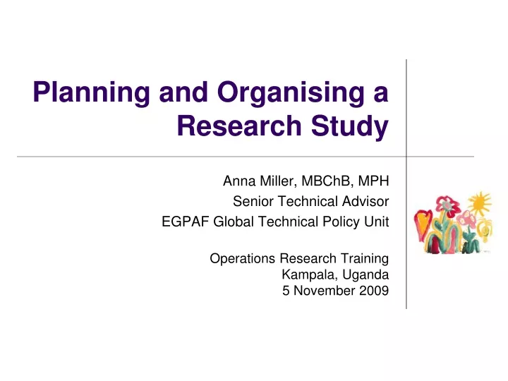 planning and organising a research study