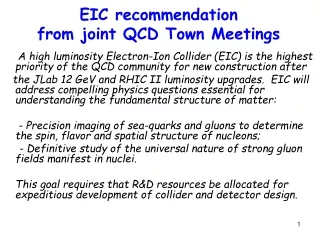 EIC recommendation  from joint QCD Town Meetings
