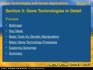 Section 3: Gene Technologies in Detail
