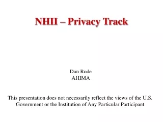 NHII – Privacy Track