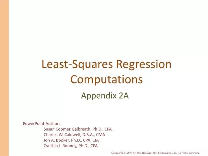 least squares regression computations