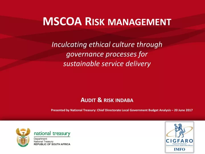mscoa risk management inculcating ethical culture