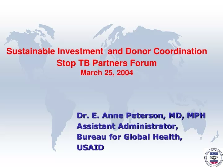 sustainable investment and donor coordination