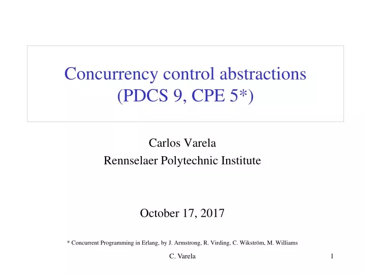 concurrency control abstractions pdcs 9 cpe 5