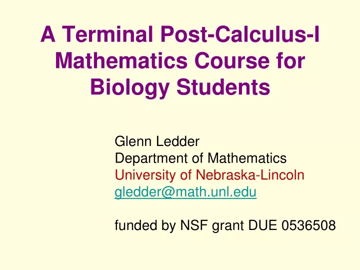 a terminal post calculus i mathematics course for biology students