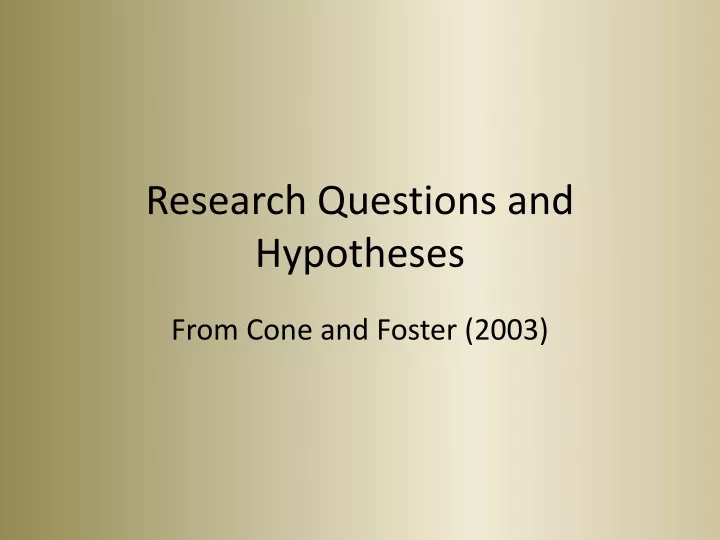 research questions and hypotheses