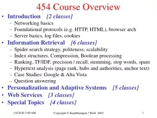 454 Course Overview