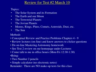 Review for Test #2 March 10