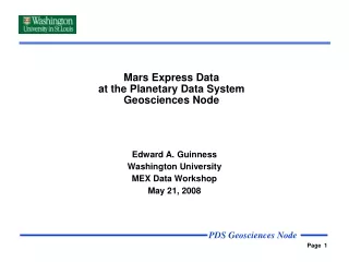 Mars Express Data at the Planetary Data System Geosciences Node