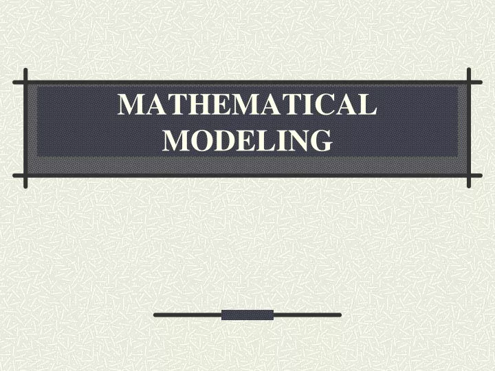 mathematical modeling