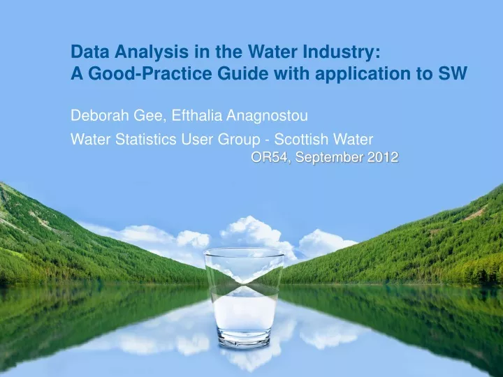 data analysis in the water industry a good