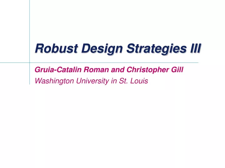 robust design strategies iii