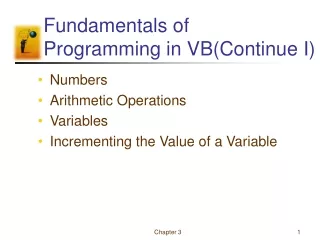 Fundamentals of Programming in VB(Continue I)