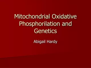 Mitochondrial Oxidative Phosphorilation and Genetics