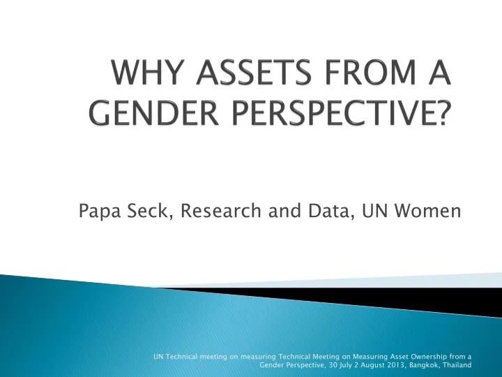 why assets from a gender perspective