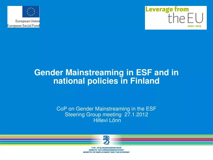 gender mainstreaming in esf and in national policies in finland