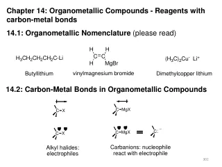 Chapter 14: Organometallic Compounds - Reagents with carbon-metal bonds